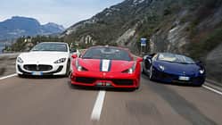Ferrari 458 Speciale A, Lamborghini Aventador Roadster, Maserati Gran Cabrio MC