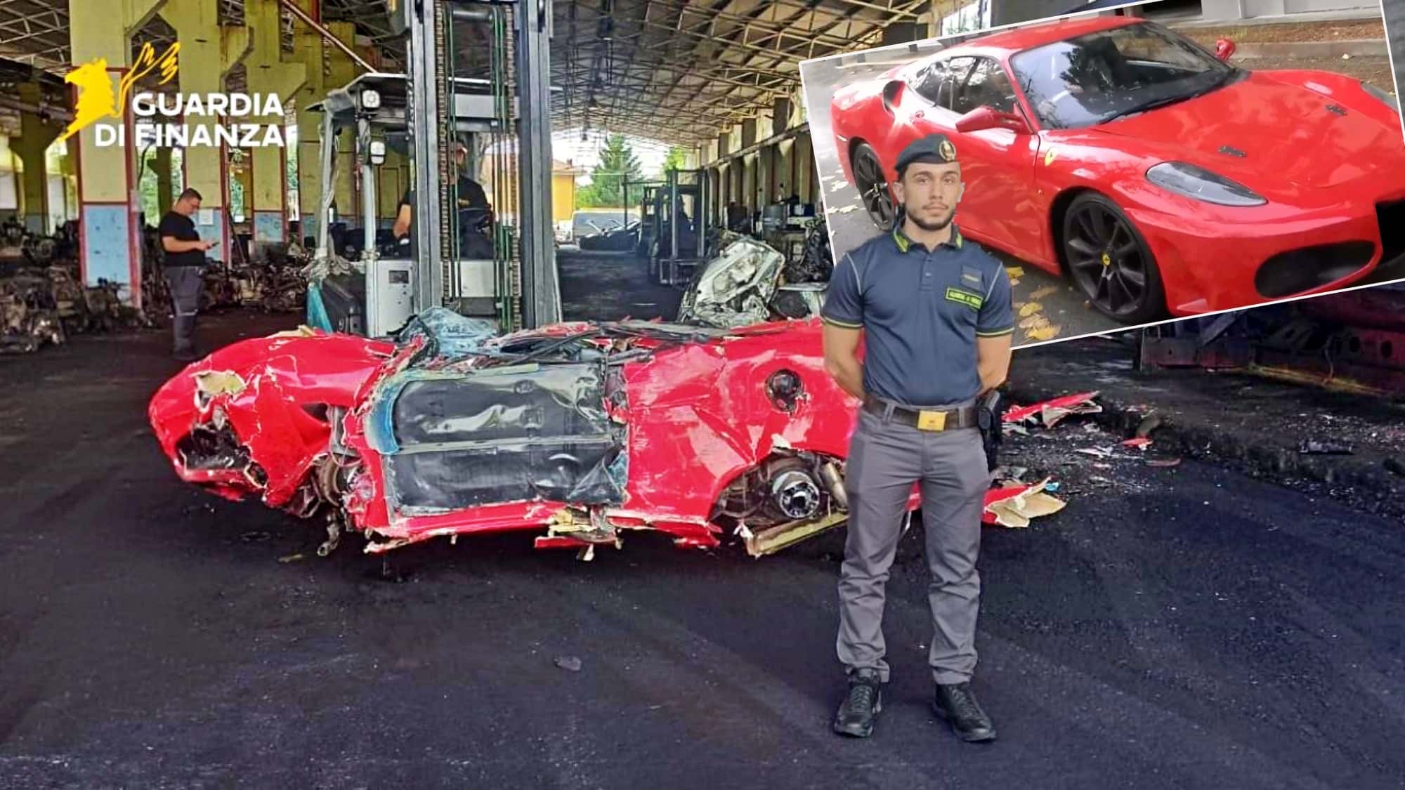 Gef-lschter-Ferrari-F430-bei-Finanzpolizei-Italien-Polizei-beschlagnahmt-und-verschrottet-Fake-Ferrari