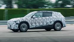 Mercedes GLC EQ, Prototyp, getarnt Probefahrt Seite