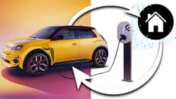 Bidirektionales Laden Renault 5 Haus Icon Collage