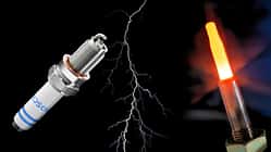 Darstellung von Zündkerze und Glühkerze nebeneinander