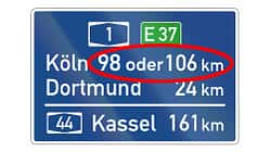 Autobahnschild Kilometerangabe