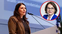 08/2026, Daniela Cavallo eingeklinkt Birgit Priemer Daniela Cavallo, die Gesamt- und Konzernbetriebsratsvorsitzende des VW-Konzerns, bei einer Rede. Eingeklinkt ist ein Portraitbild von Birgit Priemer, Chefredakteurin von auto motor und sport.