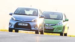 Honda Jazz 1.3 DSi i-VTEC IMA Exclusive, Toyota Yaris 1.5 VVT-i Hybrid Life, Frontansicht