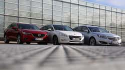 Mazda 6 Kombi, Opel Insignia Sports Tourer, Peugeot 508, Frontansicht