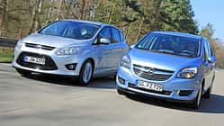 Ford C-Max 2.0 TDCI, Opel Meriva 1.6 CDTI, Frontansicht