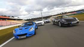 Jaguar F-Type, Lotus Elise S CR, Mercedes SLK 350, Porsche Boxter, Vergleichstest, spa 04/2014, Heftvorschau