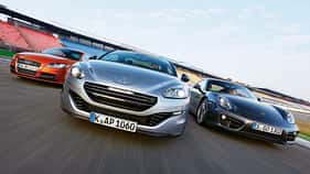 Peugeot RCZ R, Audi TTS, Porsche Cayman, Frontansicht