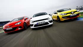 Opel Astra OPC, VW Scirocco R, Renault Mégane R.S., Frontansicht