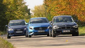 Audi A3 Sportback 1.4 TFSI, BMW 116i, Mercedes A 180, Frontansicht