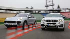BMW X6 M50d, Porsche Cayenne S Diesel, Frontansicht