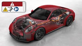 Porsche 911 992.2 GTS T-Hybrid Phantomgrafik Warnhinweis