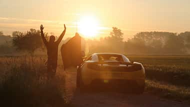McLaren MP4-12C Spider, Heckansicht, Sonnenaufgang