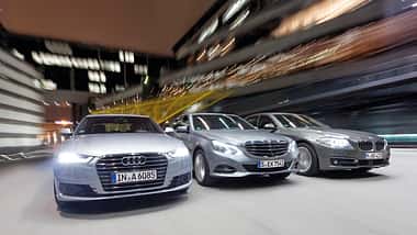 Audi A6 3.0 TDI Quattro, BMW 530d, Mercedes E 350 Bluetec, Frontansicht