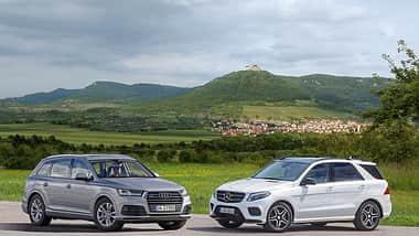 Audi Q7, Mercedes GLE, Seitenansicht