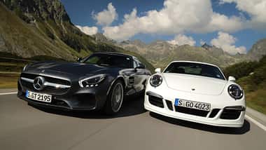 Mercedes-AMG GT, Porsche 911 Carrera GTS, Frontansicht