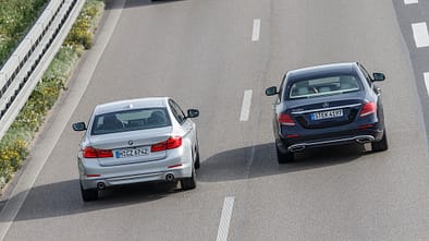 BMW 520d, Mercedes E 220 d, Exterieur Heck