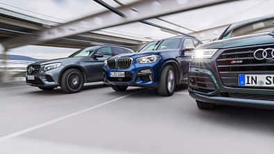Audi SQ5 3.0 TFSI Quattro, BMW X3 M40i xDrive, Mercedes-AMG GLC 43 4Matic, Exterieur Front