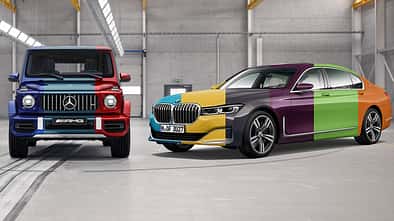 BMW 7er und Mercedes G bunt