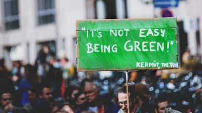 Klimawandel Protest Schild Grün Demonstranten