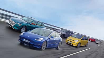 VW e-up, Hyundai Ioniq, DS3 E-Tense, Renault Zoe, Tesla Model 3, Audi e-tron, exterieur