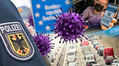 Einreise Grenze Kontrolle Polizei Corona Nachweis Autobahn Stau