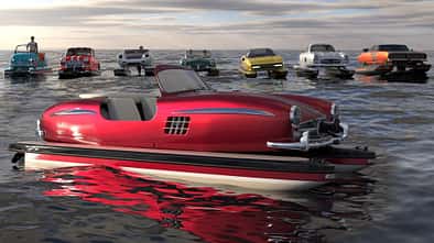 Floating Motors Oldtimer Klassiker Boot Katamaran Render