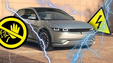Elektroauto Hyundai Ioniq 5 Stromschlag Achtung Blitz Warnung