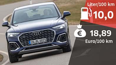 06/2022, Kosten und Realverbrauch Audi Q5 Sportback 45 TFSI Quattro S Line