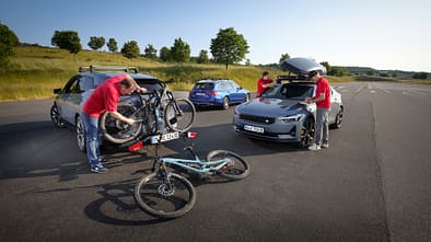 Verbrauchstest Elektroauto Dachbox Fahrradträger