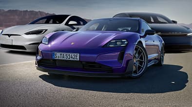 Porsche Taycan Turbo GT Tesla Model S Plaid Lucid Air Sapphire Collage