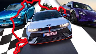Hyundai Ioniq 5 N Mercedes SLS AMG Electric Drive Porsche Taycan Turbo GT Nürburgring Nordschleife Collage