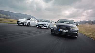 Audi RS3, Hyundai i30 N Performance, Toyota GR Yaris