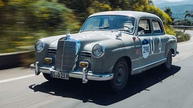 1000 Miglia 2025 im Mercedes 180 Diesel Ponton von 1955