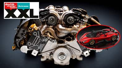 Giamaro Katla Albor V12 Quad Turbo Motor eingeklinkt SSC Tuatara Aggressor und XXL-Logo