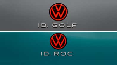 Schriftzug VW ID. Golf und VW ID. Roc