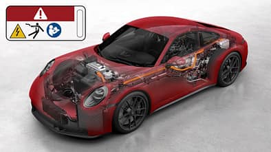 Porsche 911 992.2 GTS T-Hybrid Phantomgrafik Warnhinweis