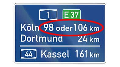 Autobahnschild Kilometerangabe