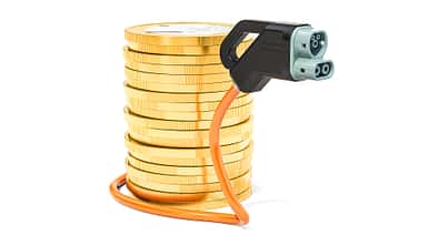 Geld Euro Münzen Elektroauto Ladekabel Förderung Prämie