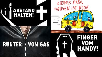 DVR Kampagne Runter vom Gas Autobahnplakate 2026 Abstimmung Collage