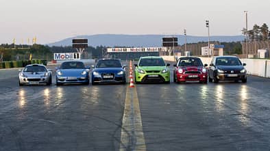 VT Audi TT RS Roadster, Ford Focus RS, Lotus Exige Cup 260, Mini JCW Cabrio, Porsche Boxster S, VW Golf GTI