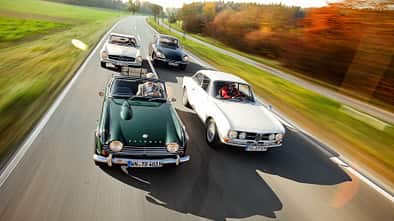 Triumph TR 4A, Mercedes 280 SL, Citroen D Super 5, Alfa Romeo 1750 GTV