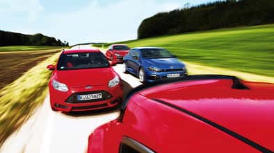 Ford Focus ST, Opel Astra OPC, Renault Mégane RS, VW Scirocco R, Frontansicht