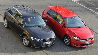 VW Golf GTI 2.0 TDI, Audi A3 Sportback 2.0 TDI, Seitenansicht