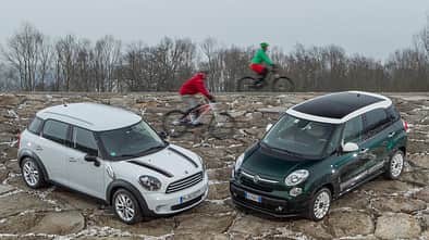 Fiat 500L 0.9 Twinair Lounge, Mini One Countryman, Frontansicht