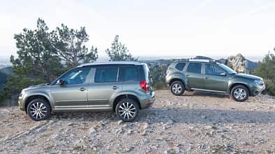 Dacia Duster dCi 110 4x4, Skoda Yeti 2.0 TDI 4x4, Seitenansicht