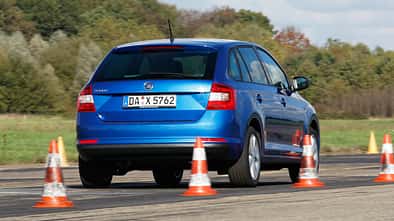 Skoda Rapid Spaceback 1.2 TSI, Heckansicht, Bremstest