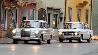 BMW 1800, Mercedes 200, Frontansicht