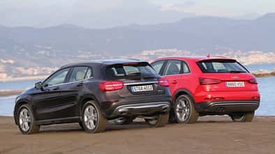 Audi Q3 2.0 TDI Quattro, Mercedes GLA 220 CDI 4Matic, Heckansicht