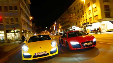 Audi R8 V10 5.2 FSI Quattro, Porsche 911 Turbo, Frontansicht